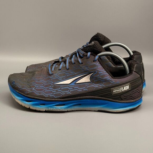 Altra Impulse Flash Men 9.5 Black Blue Athletic Running Sneakers Lace-Up Low Top
